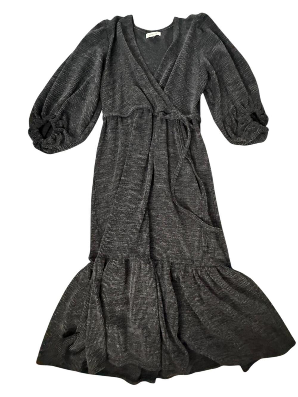 Max Studio Charcoal Knit Wrap Dress – Size S